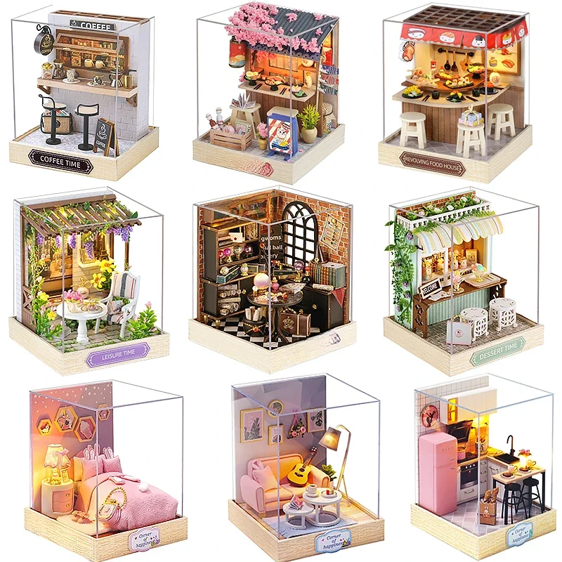 Mini poppenhuis DIY klein huis Kit handgemaakte 3D puzzel assemblage modelbouw kamer slaapkamer decoratie houten ambachtelijke verjaardagscadeau - afbeelding 2
