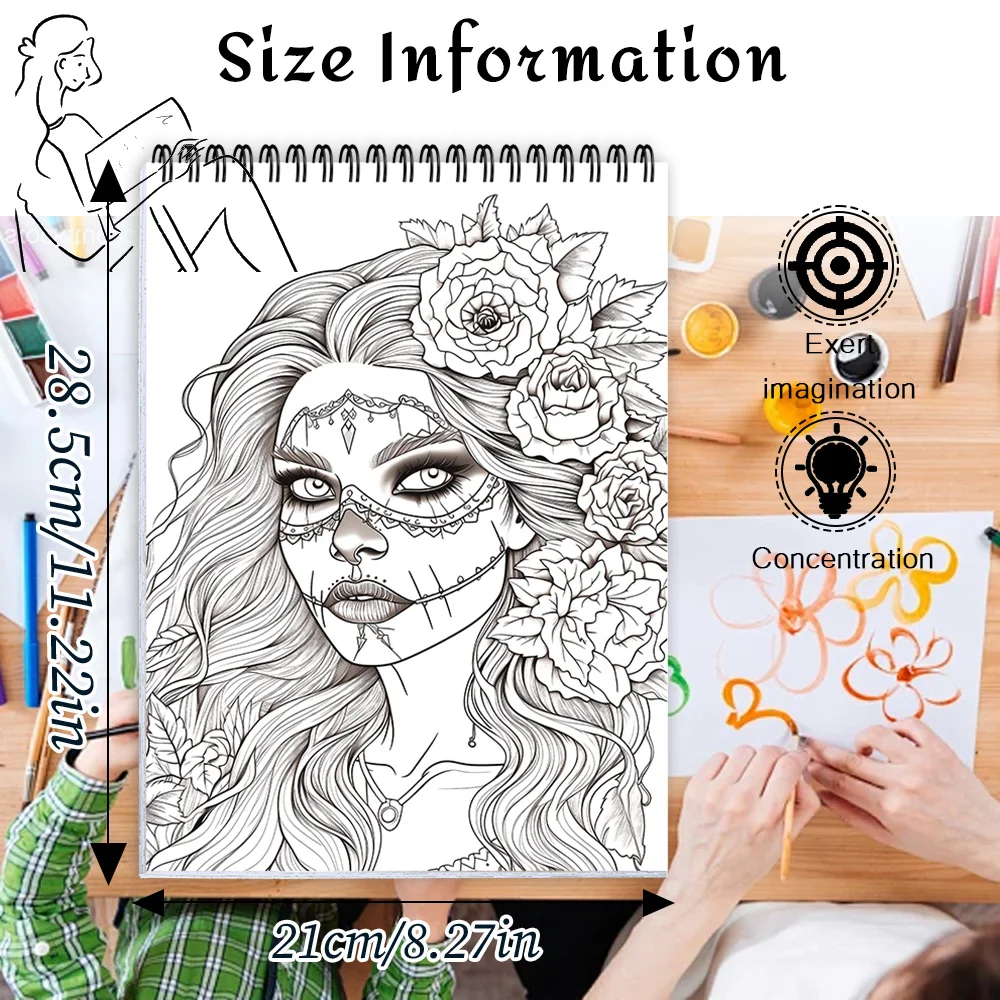 4pcs high quality coloring book set, with princess and horror beauty as the theme, one-sided coloring, luxury gifts.