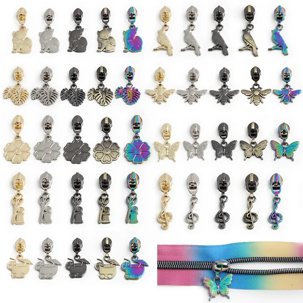 10Pcs 5# Zipper Sliders For Nylon Zippers Bag Pocket Zips Head Metal Zip Pulls Zip Repair Kits DIY Garment Sewing Accessories