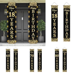 Black Gold Birthday Decor Door Banner Happy Birthday Party Props Decor 18 60 70 80 Birthday Party Props Decor Outdoor Supplies