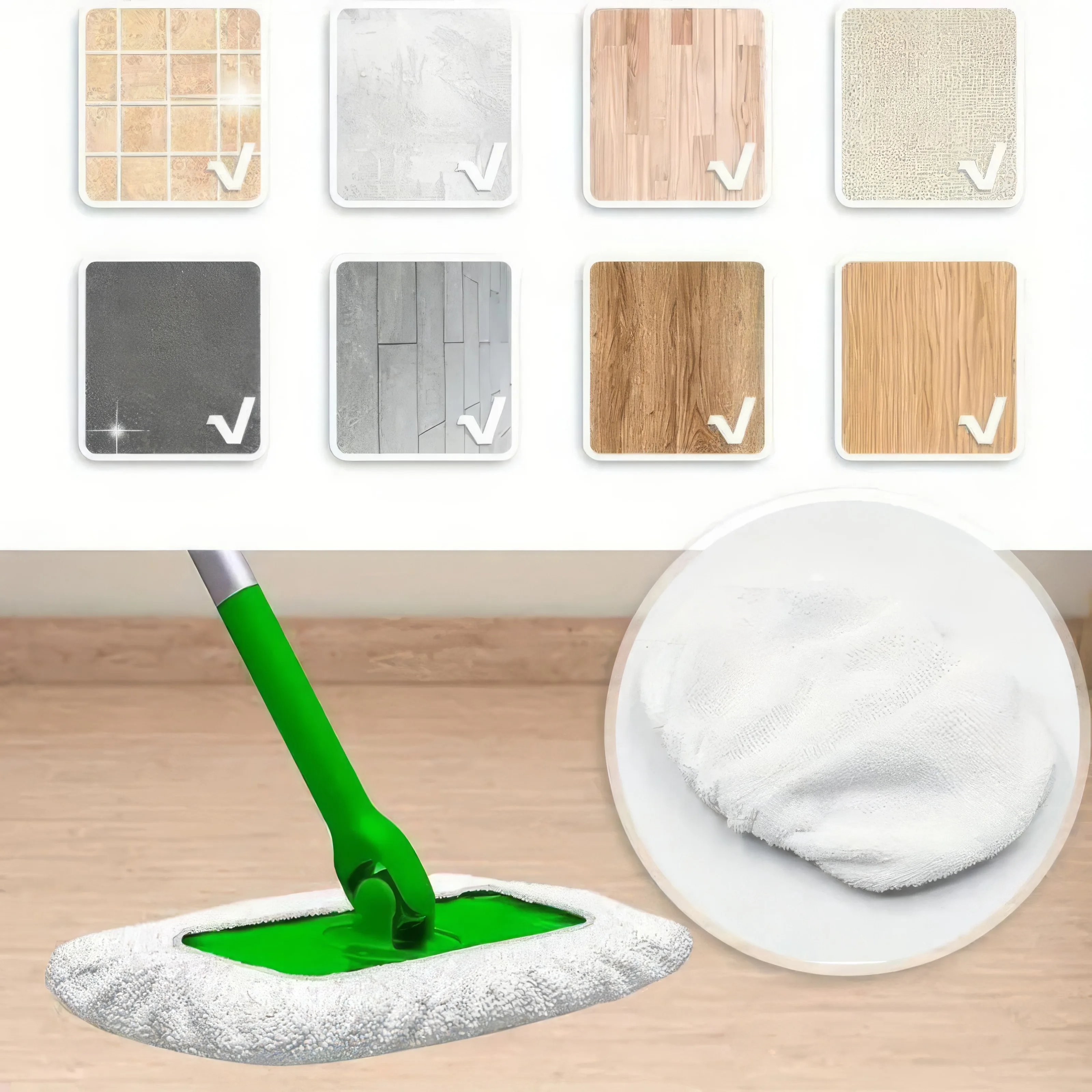20 zielonych/szarych/białych nakładek do mopa, wygodne wkłady wymienne do czyszczenia domu, odpowiednie do użytku w domu i biurze.