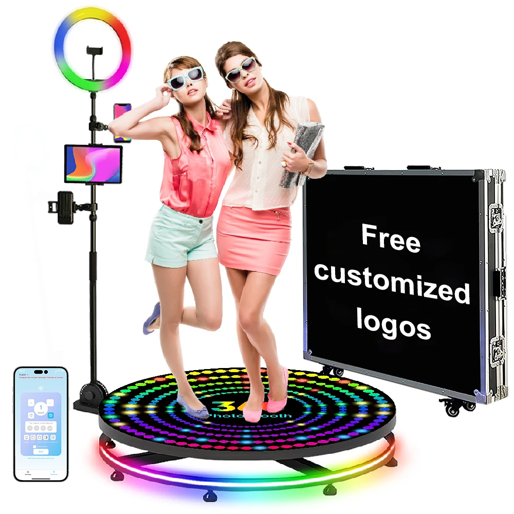 

360 Photo Booth Machine 80 100cm Automatic Rotating Selfie 360 Camera Photobooth with App control for Wedding Party Events