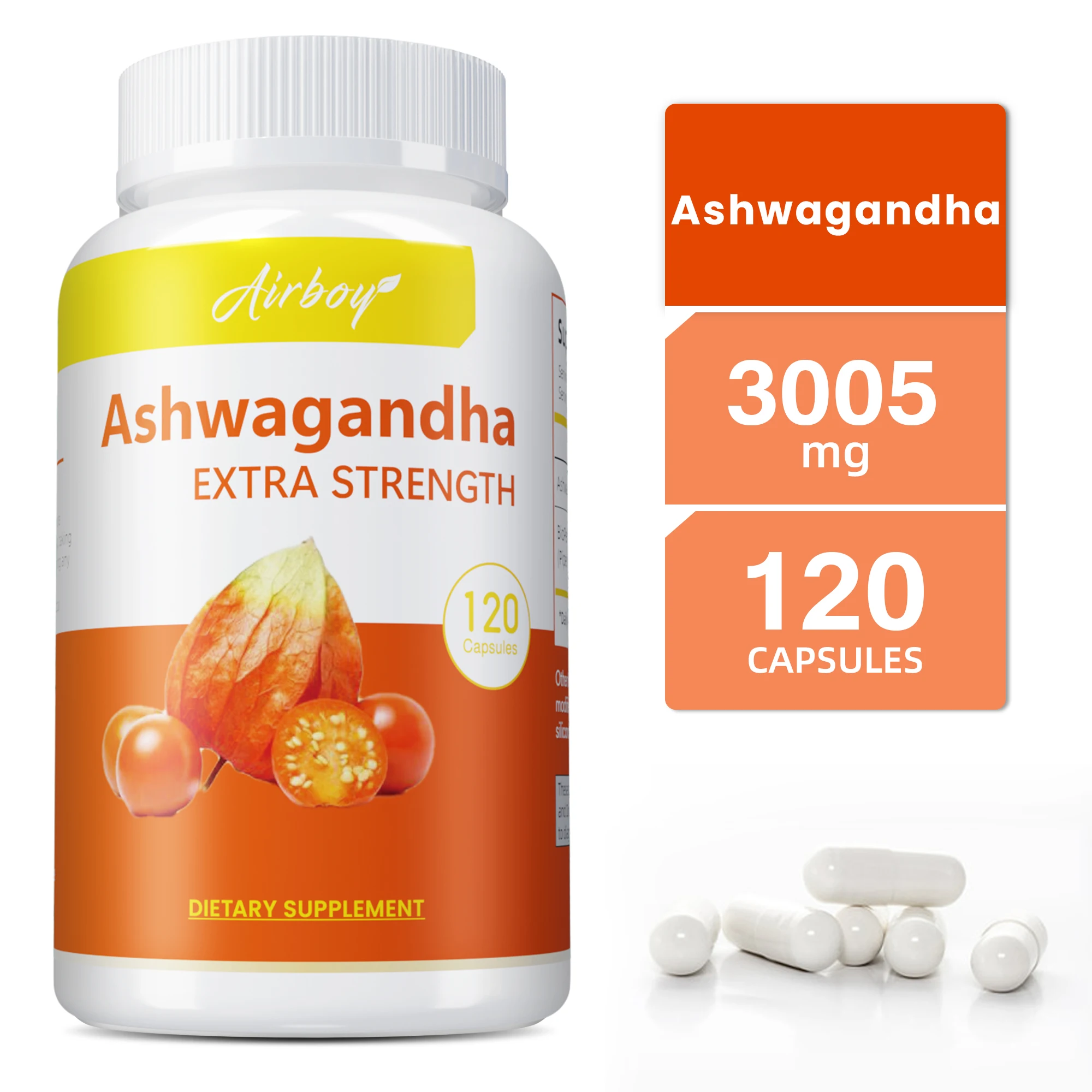 Ashwagandha Supplement - Improving Sleep, Boost Focus & Brain Health, Stress & Mood Relief - 120 Capsules