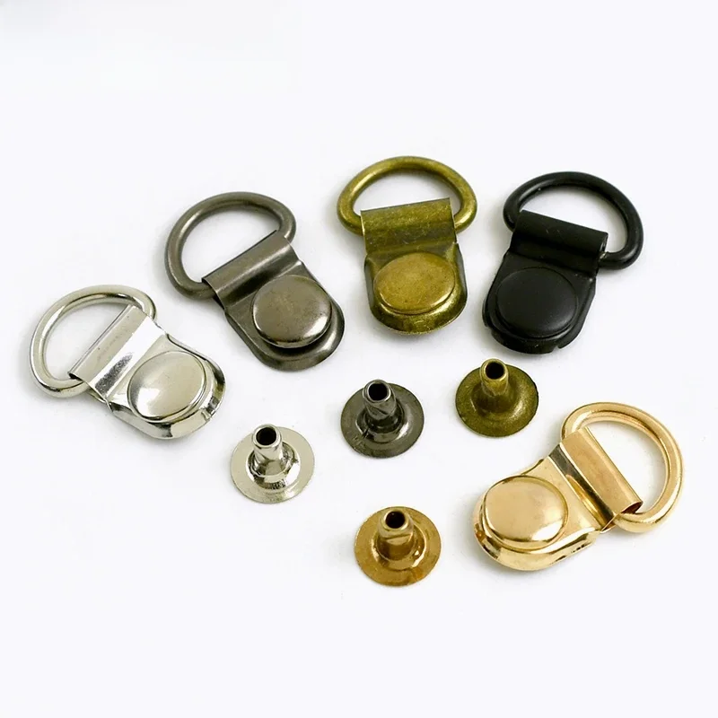 10/30/50 ensembles 9*14mm métal D anneau boucles chaussures mousqueton Installation clous pince latérale boucle bottes connecteur fermoir artisanat du cuir