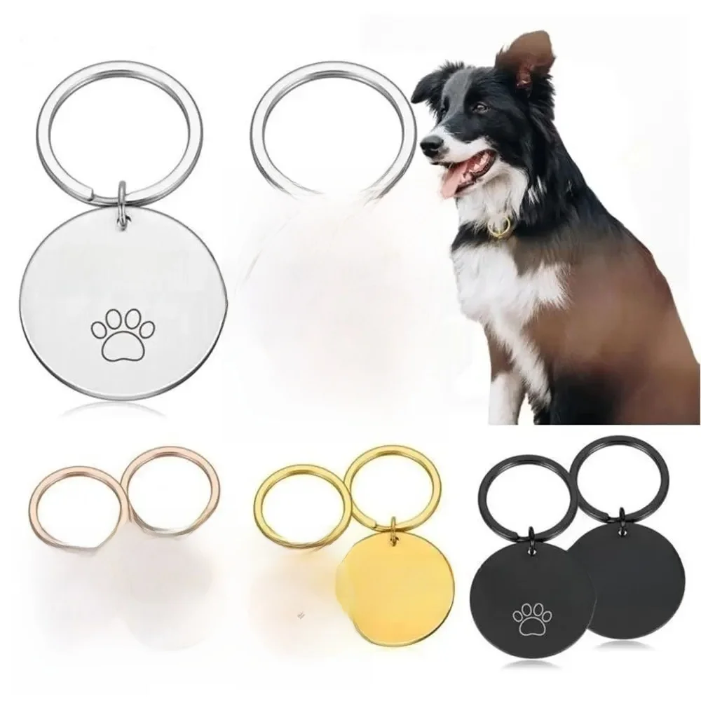 KIYUE étiquette d'identification nom personnalisé Anti-perte gravé enregistrement Tel chat chiot personnalisé patte impression médaille pendentif chien de compagnie collier accessoire