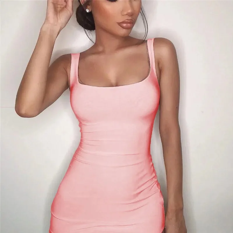 Seksowna różowa sukienka Bodycon Slim Fit Xmas Club Party Vestidos Summer Office Elegant Casual Mini Dresses For Women Clothes — zdjęcie 2