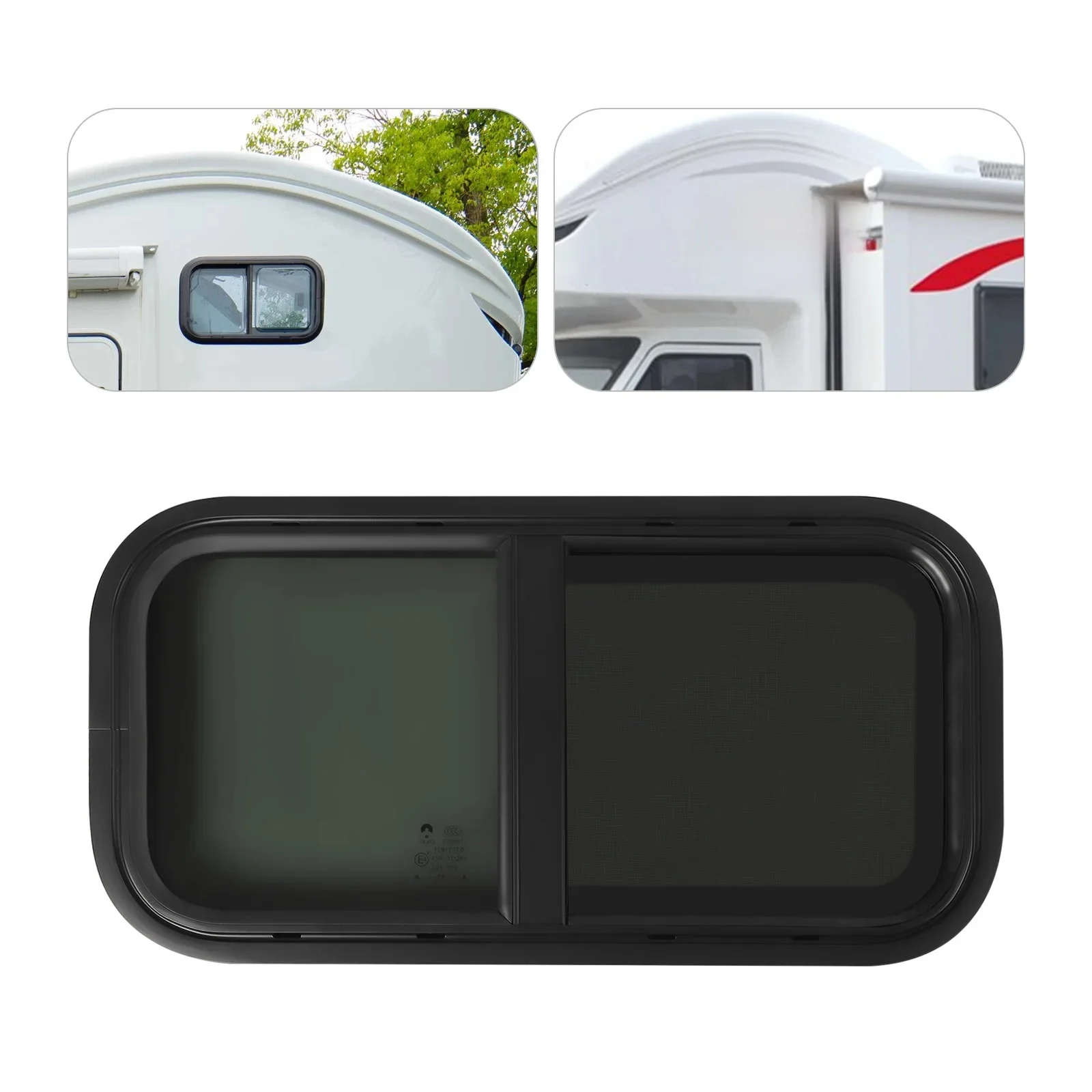600x300mm 700*400mm Ronde Hoek Sliding RV Venster Zwart Gehard Glas Schaduw Venster voor Camper Trailer - afbeelding 2