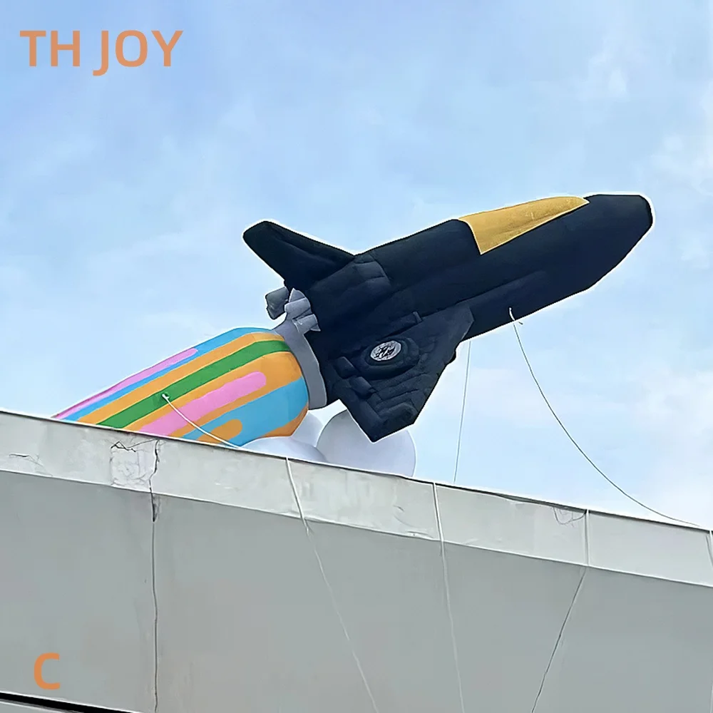 nave aerea veloce a porta, modello di razzo gonfiabile, palloncino gonfiabile gigante personalizzato Space Shuttle con luce per la decorazione