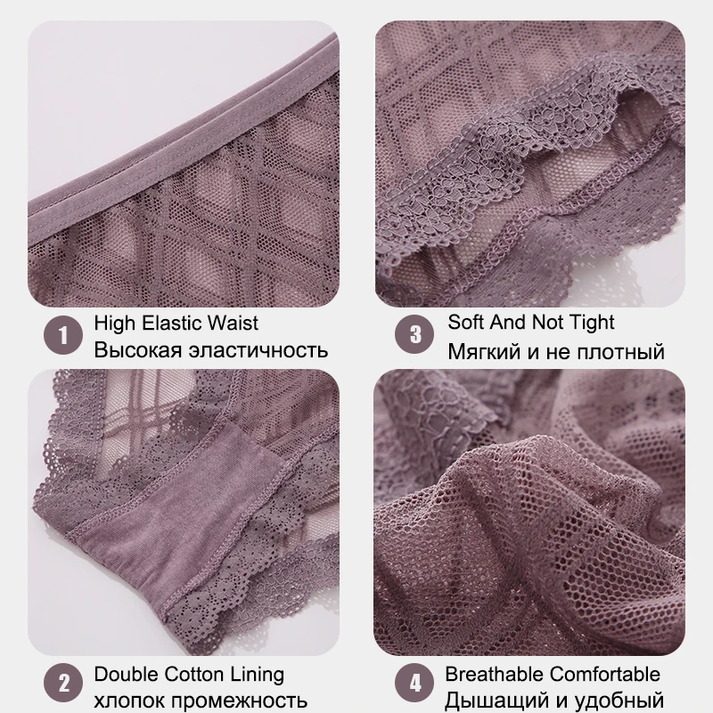 Bragas de encaje caladas para mujer, ropa interior de cintura baja, suave, transpirable, lencería íntima
