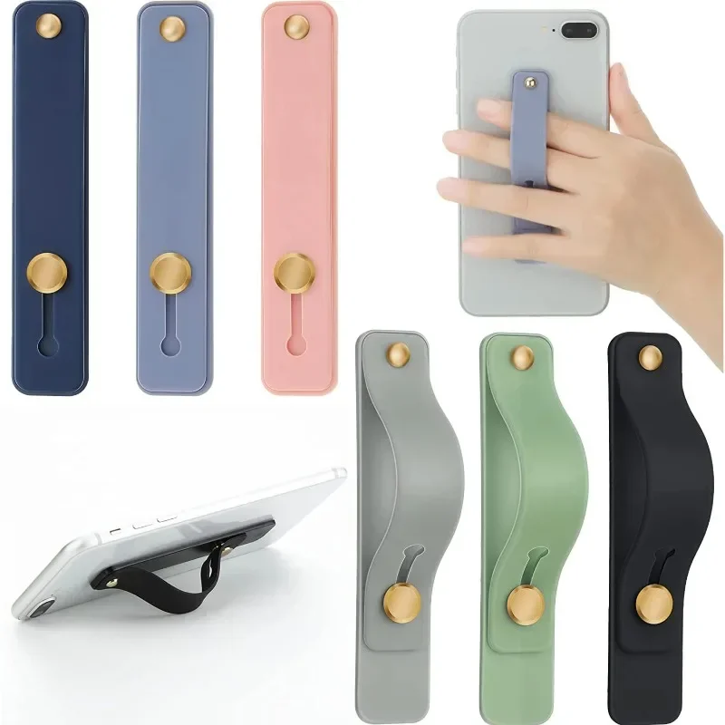 Support universel de téléphone en silicone, bande à main, anneau de doigt, poignée à nervures, autocollant, 1 pièce
