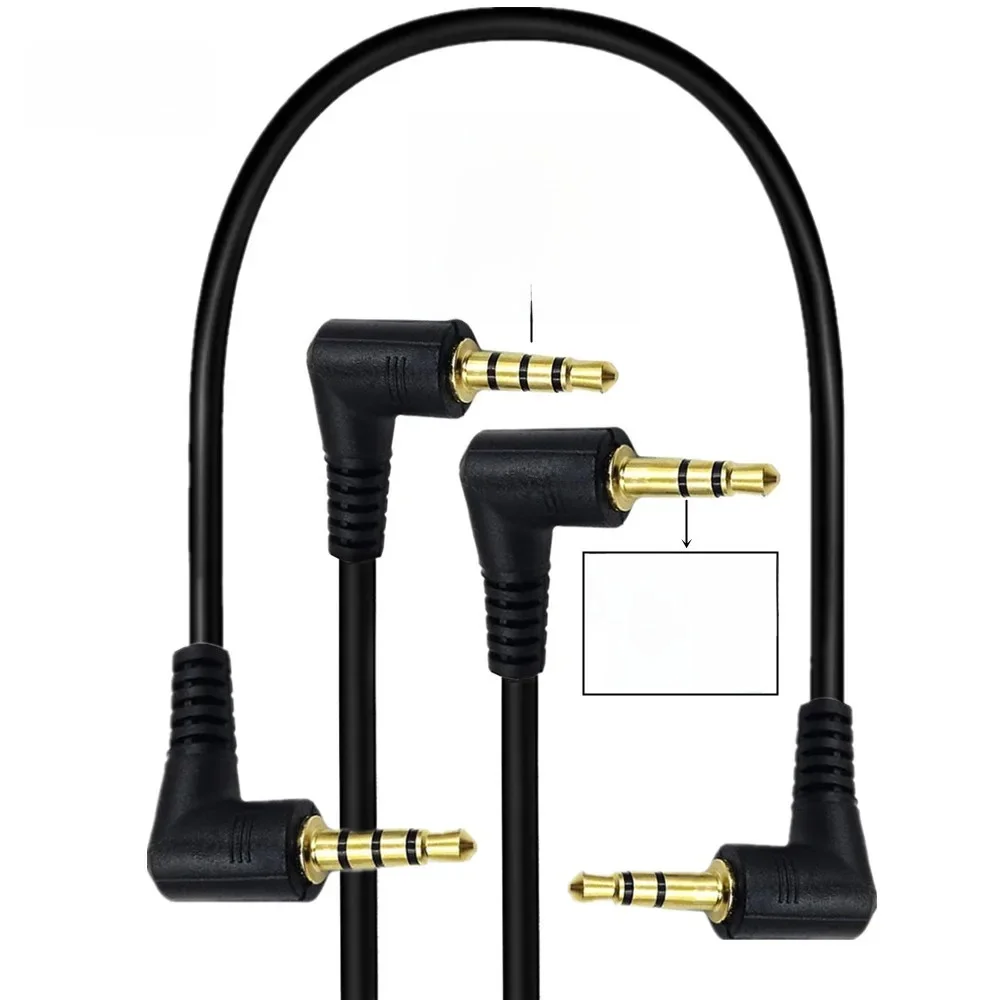 1 Stück 3,5 mm TRRS 4-poliger Stecker rechtwinklig auf abgewinkelt 3,5 mm 3-poliges TRS 2-Ring-Stecker-Audio-Kabel-Adapterkabel