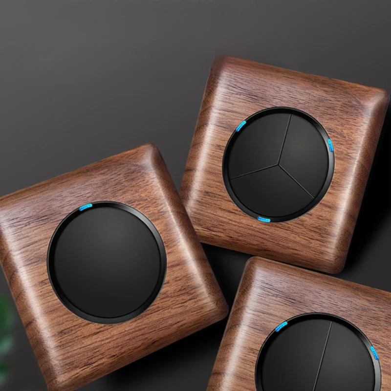 Panneau en bois massif avec lumière tactile, prise de commutateur vintage, style rétro, UE, France, Royaume-Uni, 1gang, 2 gangs, contrôle des touristes, interrupteur mural en bois massif