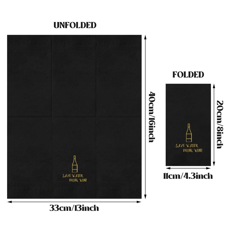 

50Pcs 33×40CM 3-layer Gold foil napkin Cocktail party Big party Big party