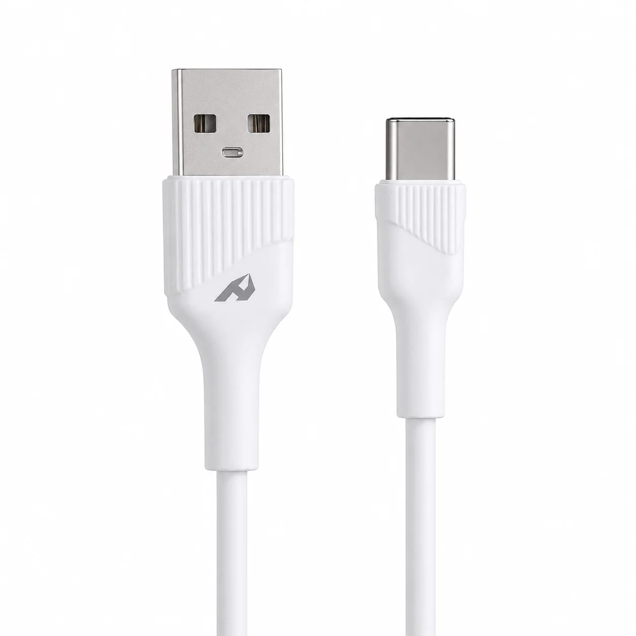 USB-A naar USB-C kabel 1m 3A |     USB 2.0 PVC oplaad- en datakabel, witte kleur