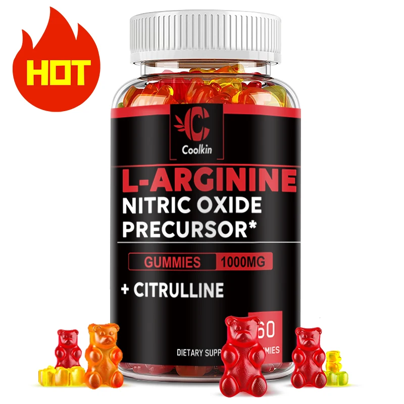 L-Arginine - for Energy, Strength and Endurance Support During Exercise, Build muscle mass - 60 Gummies