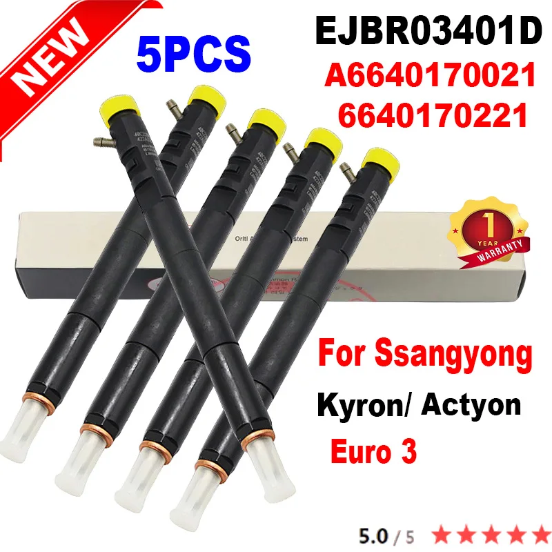 5PCS New CRDI Diesel Fuel Injector Nozzle EJBR03401D / A 6640170021 for Ssangyong Actyon 200 Kyron 2.0L Xdi EURO 3