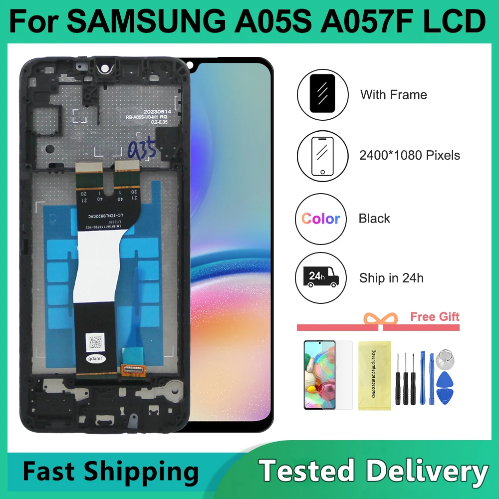 New A05s Screen For Samsung A05S A057 A057F A057M LCD Display Touch Screen With Frame Digitizer Assembly Replacement Parts