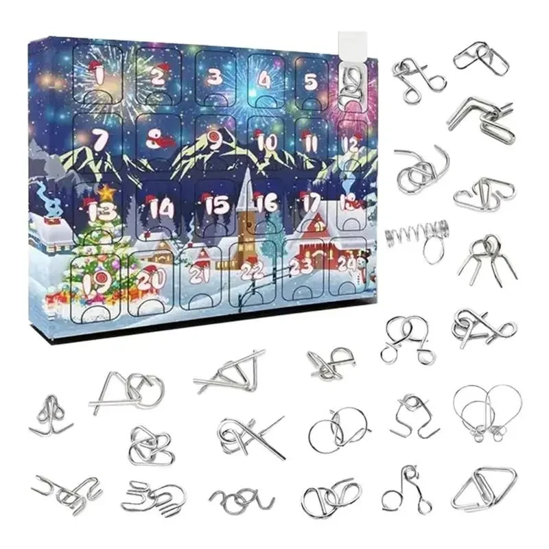 

2023 Metal Puzzle Toy Advent Calendar Kit 24 Days Christmas Advent Calendar Christmas Gift For Kids Teens Countdown Calendar