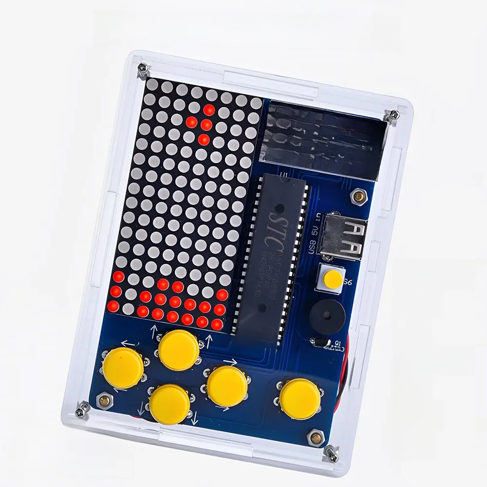 Zestaw do gier DIY Retro Klasyczny elektroniczny zestaw do lutowania i spawania Zestaw do gier Snake Plane Racing z akrylową obudową Mini konsola do gier — zdjęcie 2