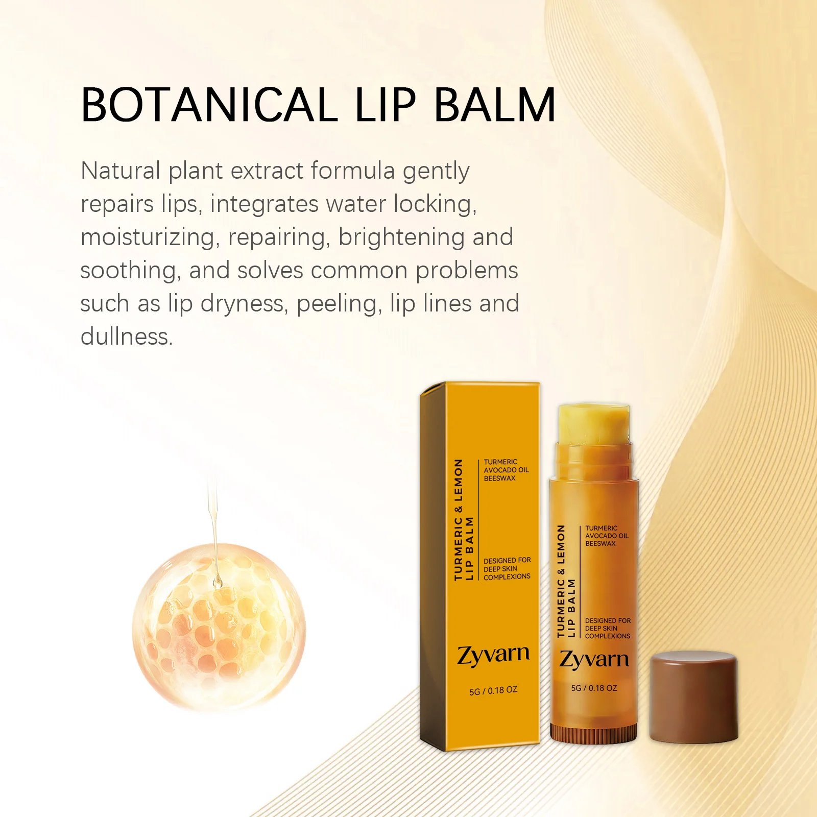 Zyvarn Turmeric Lemon Lip Balm Deep Moisture Brighten Lips Long Lasting Hydration For Daily Night Pre Makeup Use 5g