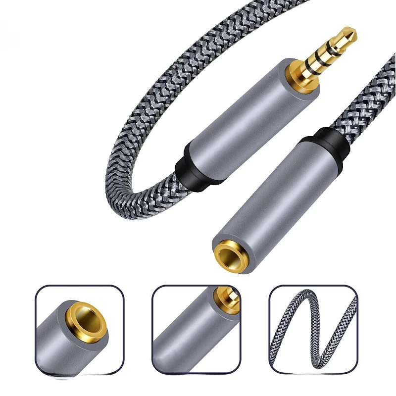 3.5mm kabel Jack AUX męski do żeńskiego przedłużacza Audio do słuchawek przedłużacz przewodu do Samsung Xiaomi PC — zdjęcie produktu 7