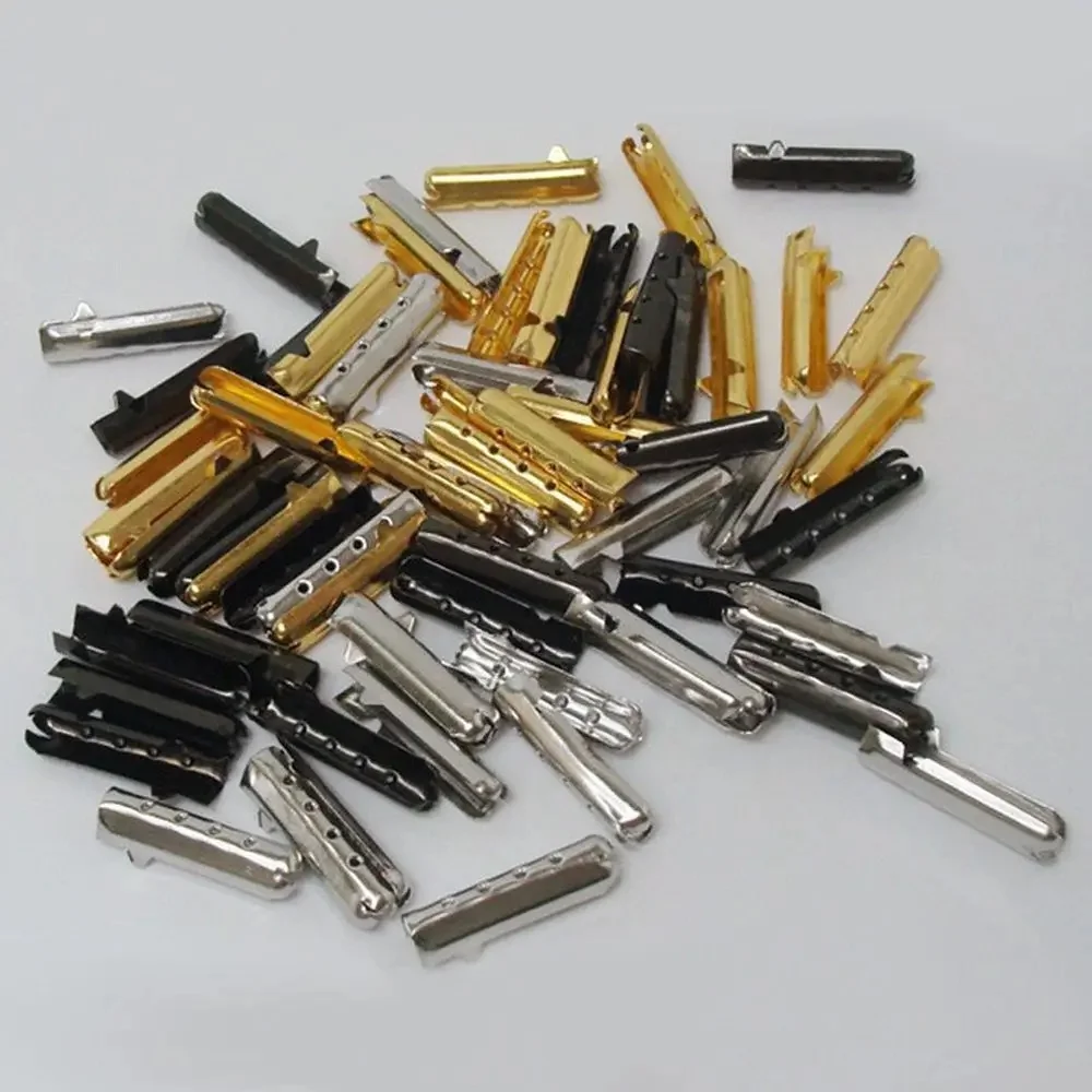 Extrémités de réparation de lacets lumineux, remplacement de la tête de lacet de chaussure, boule lumineuse, pointe d'aglets, accessoires de chaussures, noir, or, argent, bronze, 50 pièces