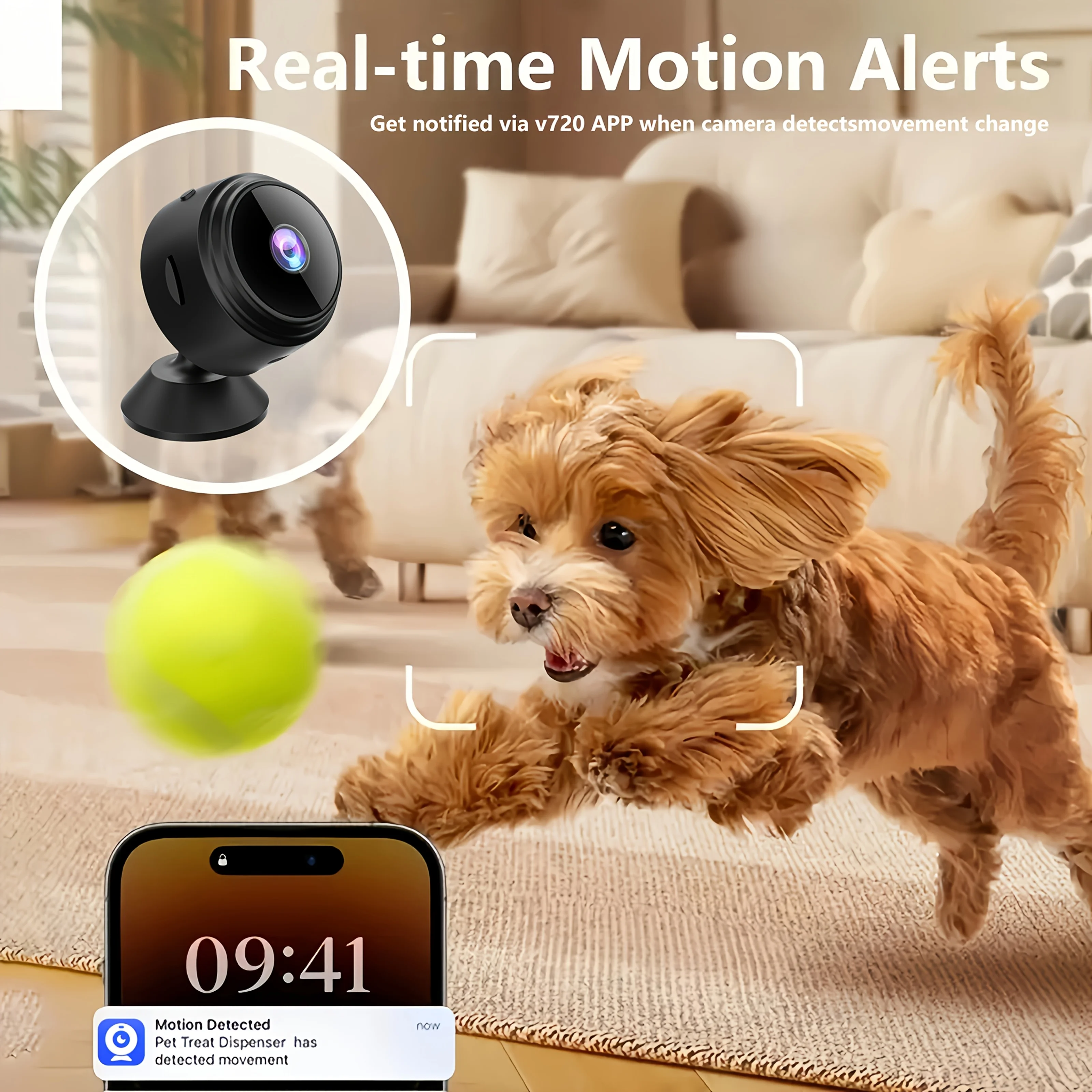 كاميرا صغيرة لاسلكية لأمن المنزل الذكي بتردد 2.4 جيجا هرتز WIFI للعرض عن بعد، والوصول عن بعد في تطبيق ومراقبة التصميم المتين