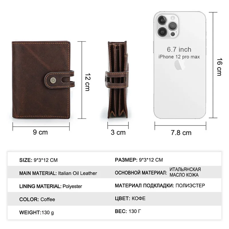 Vintage Luxury Genuine Leather Airtags Wallet Men Women Purse With RFID Blocking Box Anti-lost ID Credit Card Bag
