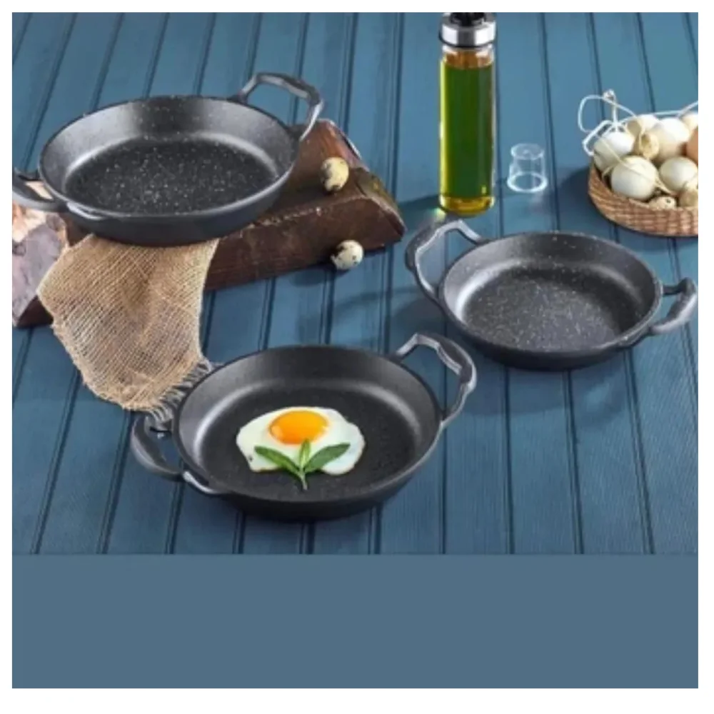 3 Piece Pan Set Granite Stylish Design Fireproof Non-Stick Anti-Scratch Long Lasting Durable Kitchen Supplies Souvenirs Access