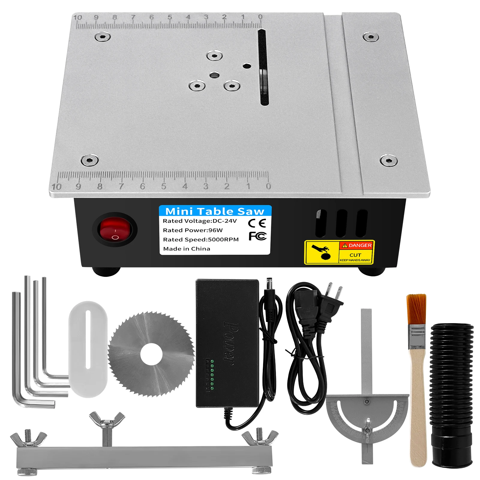 Mini sierra de mesa DIY de 96W y 5000 RPM, máquina de corte compacta de precisión para madera, PCB, plástico y aluminio, con enchufe europeo.