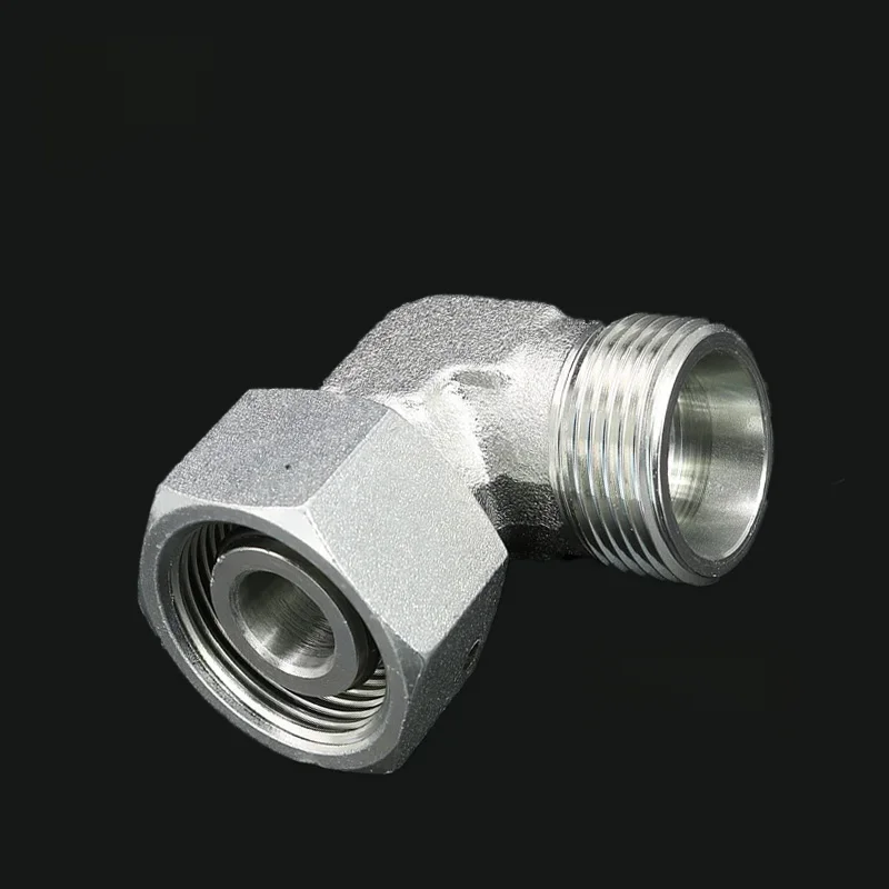 Union de virole de type H, filetage métrique interne mâle, adaptateur hydraulique, courbure à Angle droit, Joint de Transition de tuyau en acier au carbone