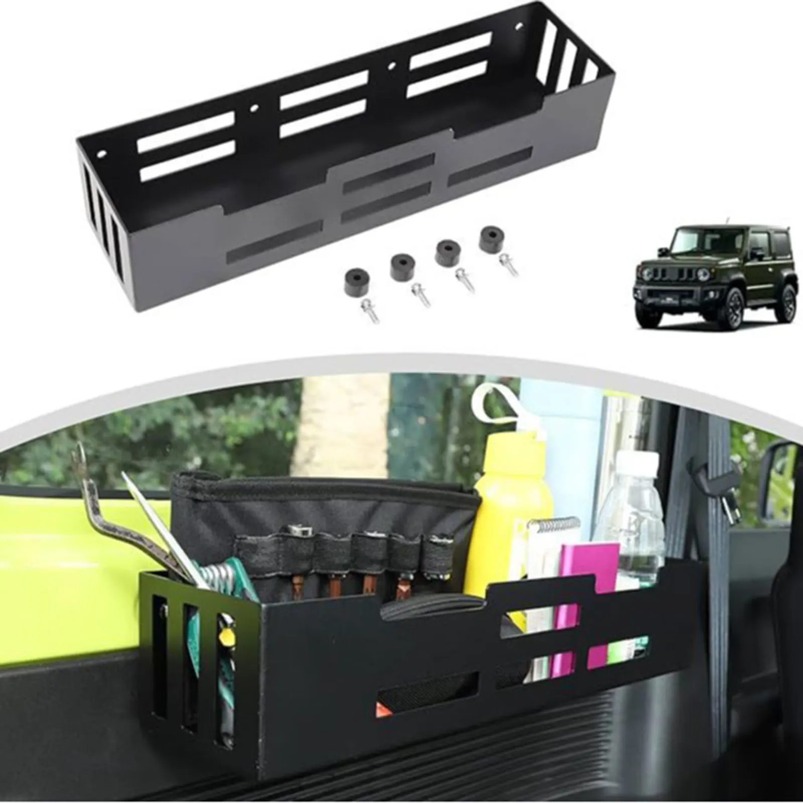 

Корзина для хранения багажника автомобиля, аксессуар из алюминиевого сплава, ящик для хранения инструментов в багажнике, прочный, простой в установке для Suzuki Jimny Jb74 2018–2025 гг.