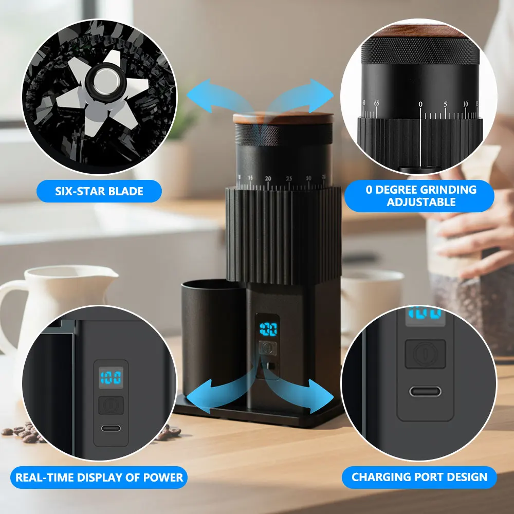 مطحنة القهوة الكهربائية، مطحنة القهوة، مطحنة حبوب القهوة، مطحنة الأزيز القابلة لإعادة الشحن عبر USB - هدية عيد الشكر وعيد الميلاد #5
