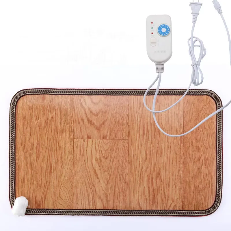 

30*50cm Electric Heated Floor Mat Heated Constant Temperature Foot Warmer Wood Stripe Carbon Crystal Heating Pad for Home Office