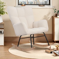Rosahqnda Swing chair Still chair Baby White Teddy Velvet chair With Metal Frame And Wood Pull armchair Leisure Relaxation chair