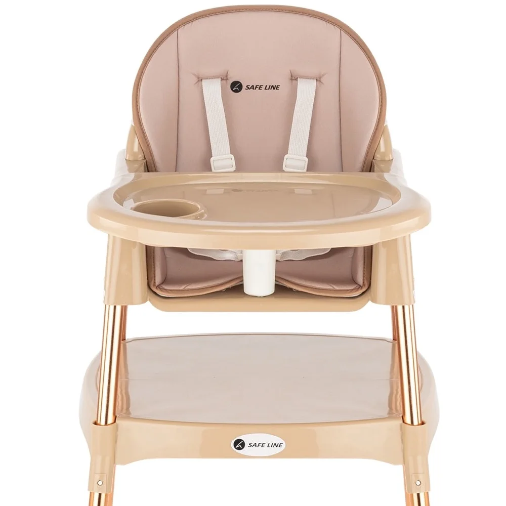 Chaise Haute Dorée et Beige pour Bébé, Bureau et Chaise d'Étude pour Homme, Femme et Enfant, Siège Polyvalent