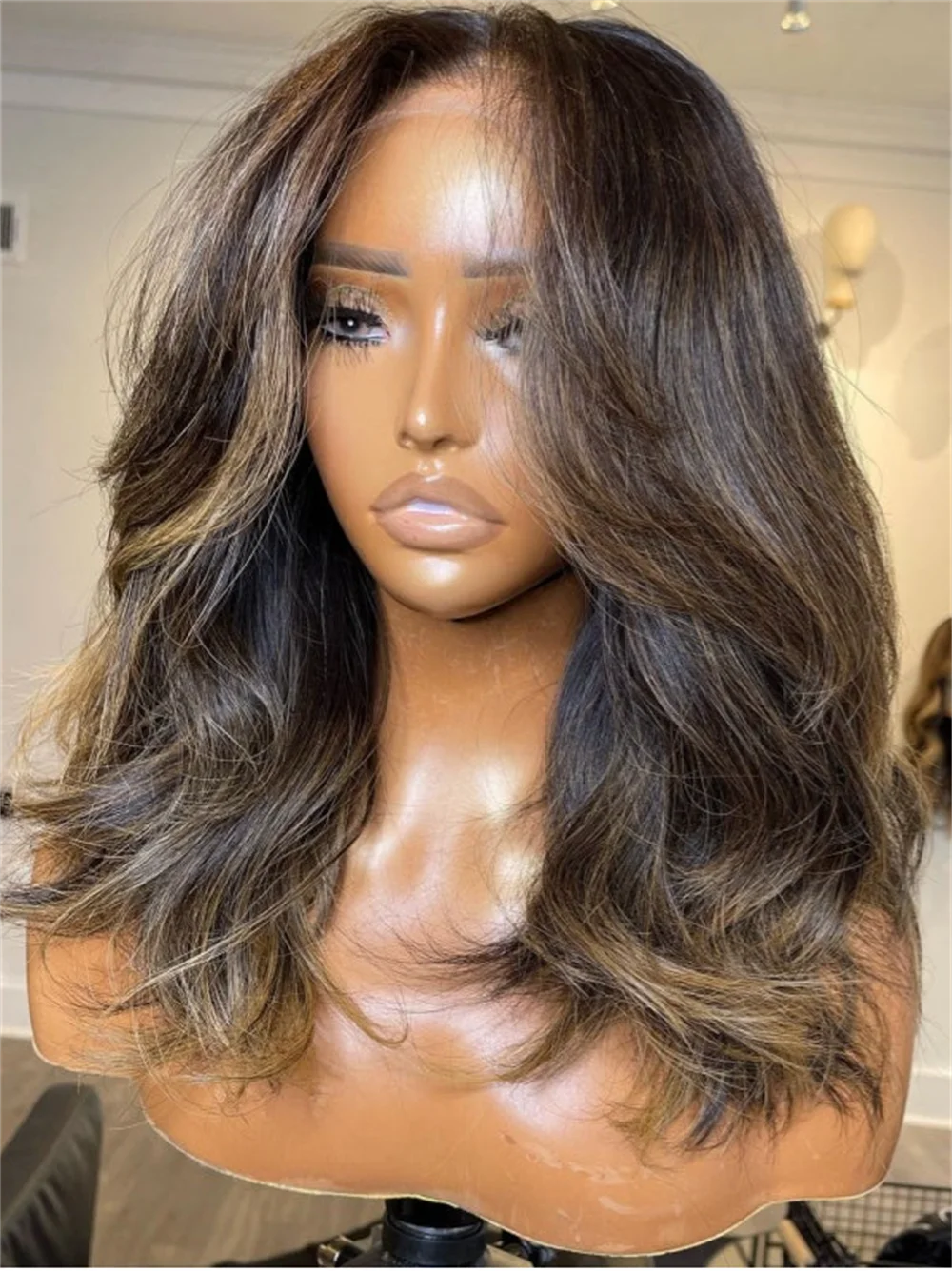 Long 24inch Highlight Brown Wave Preplucked 180Density 5x5 Silk Base Jewish Human Hair Wig With Baby Hair HD Lace European Hair