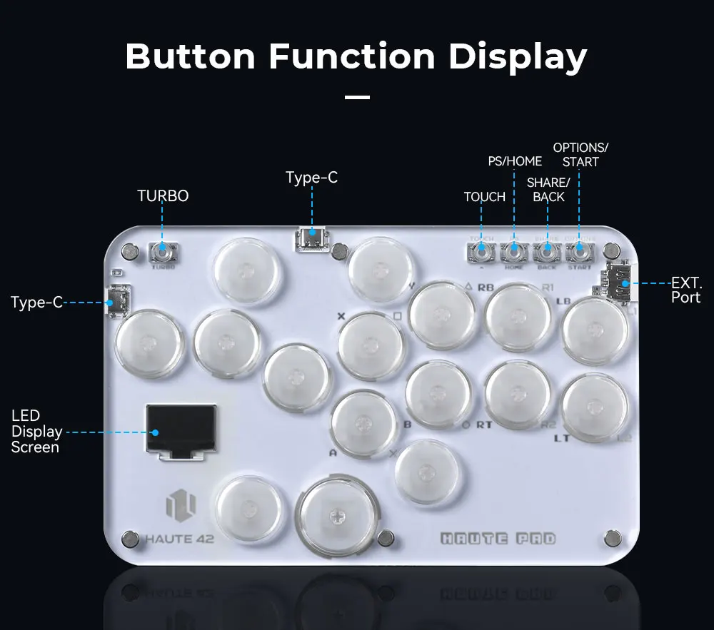 Haute42 Arcade Joystick Hitbox Leverless Controller Fight Sticks For PC / Ps4 /Switch Mini Hitbox Fighting Game Arcade Stick
