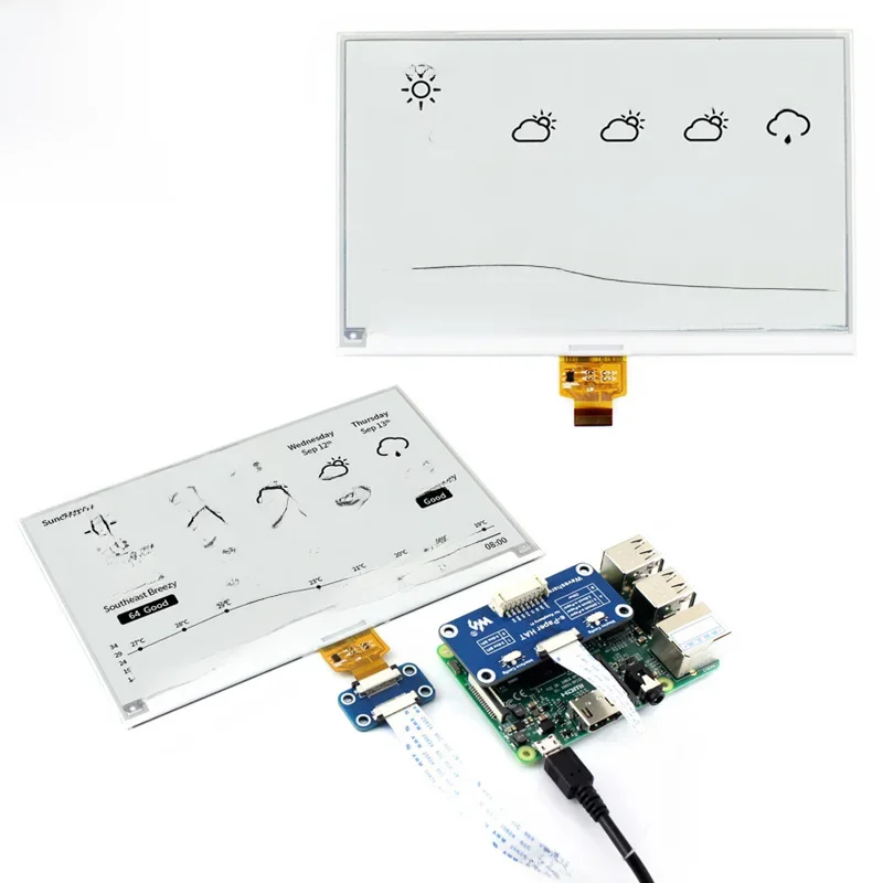 Raspberry Pi 7,5-calowy e-papierowy wyświetlacz E-Ink HAT interfejs SPI 800 × 480 czarny/biały dla Arduino STM32 Jetson Nano — zdjęcie 2