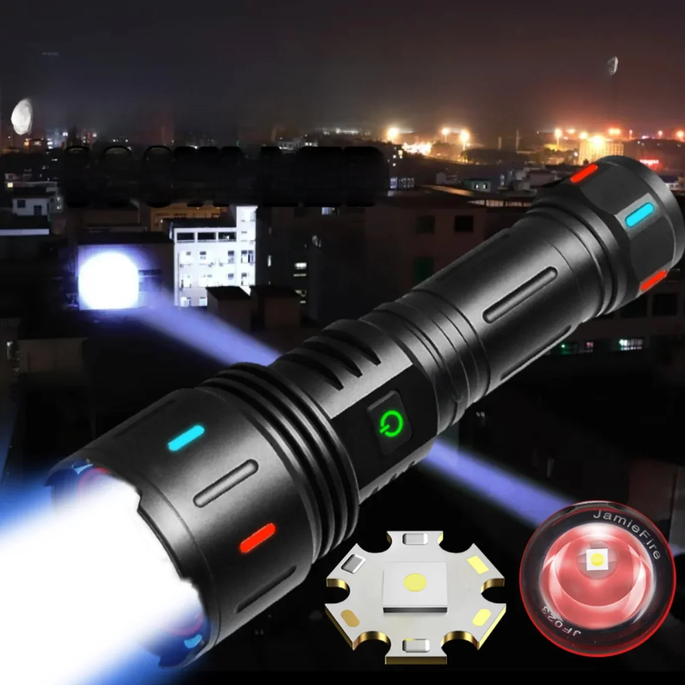 200000000 Lampe de poche LED la plus puissante, Rechargeable, 800W, Zoom haute puissance, longue portée, 5000m, tactique pour enfants