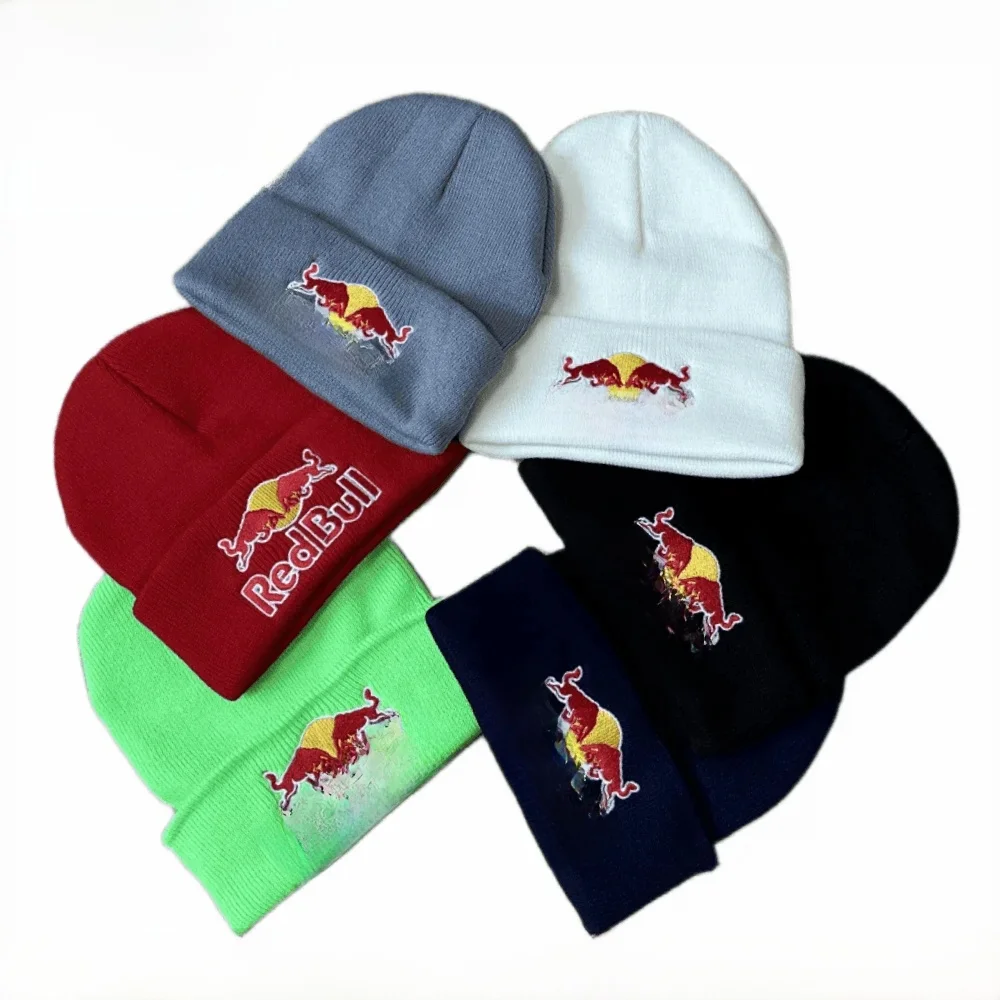 AliExpress UK RedBull 1PC Fashion Trend Red Bull Beanie hat Men and Women Winter Warm Red Bull Knitted Hat Street Unique Clothing Red Bull Headwear