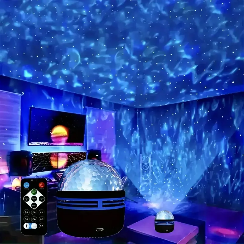 For Galaxy Star LED Projector with Water Ripple Effect - Multi-Color Night Light for Bedroom, Remote Control Included