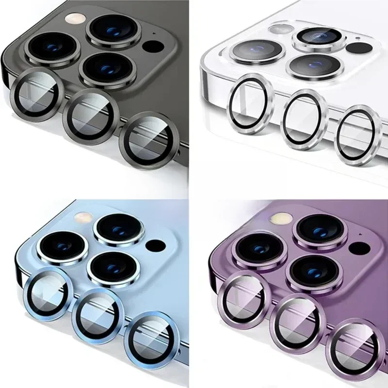Protecteur d'objectif de caméra en métal, 2-3 pièces, pour iPhone 11 12 13 14 15 Pro Max 15 14 Plus 13 12 Mini verre de caméra sur iPhone 14 Pro Max