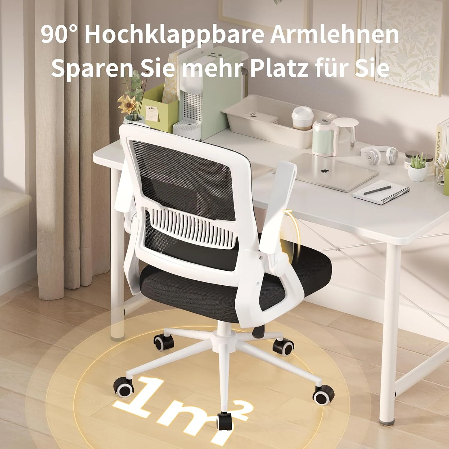 كرسي مكتب مريح شبكي بأذرع قابلة للطي مع وسادة متوسطة الظهر ودعم قطني كرسي ألعاب للمنزل