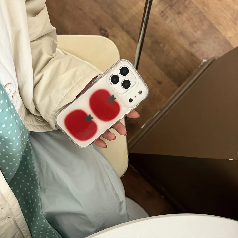 الكورية INS بسيط ستار الطماطم جراب هاتف آيفون 13 14 15 16 17 غطاء 16 برو 17 برو ماكس فوندا المضادة للسقوط لطيف الغطاء الواقي #4