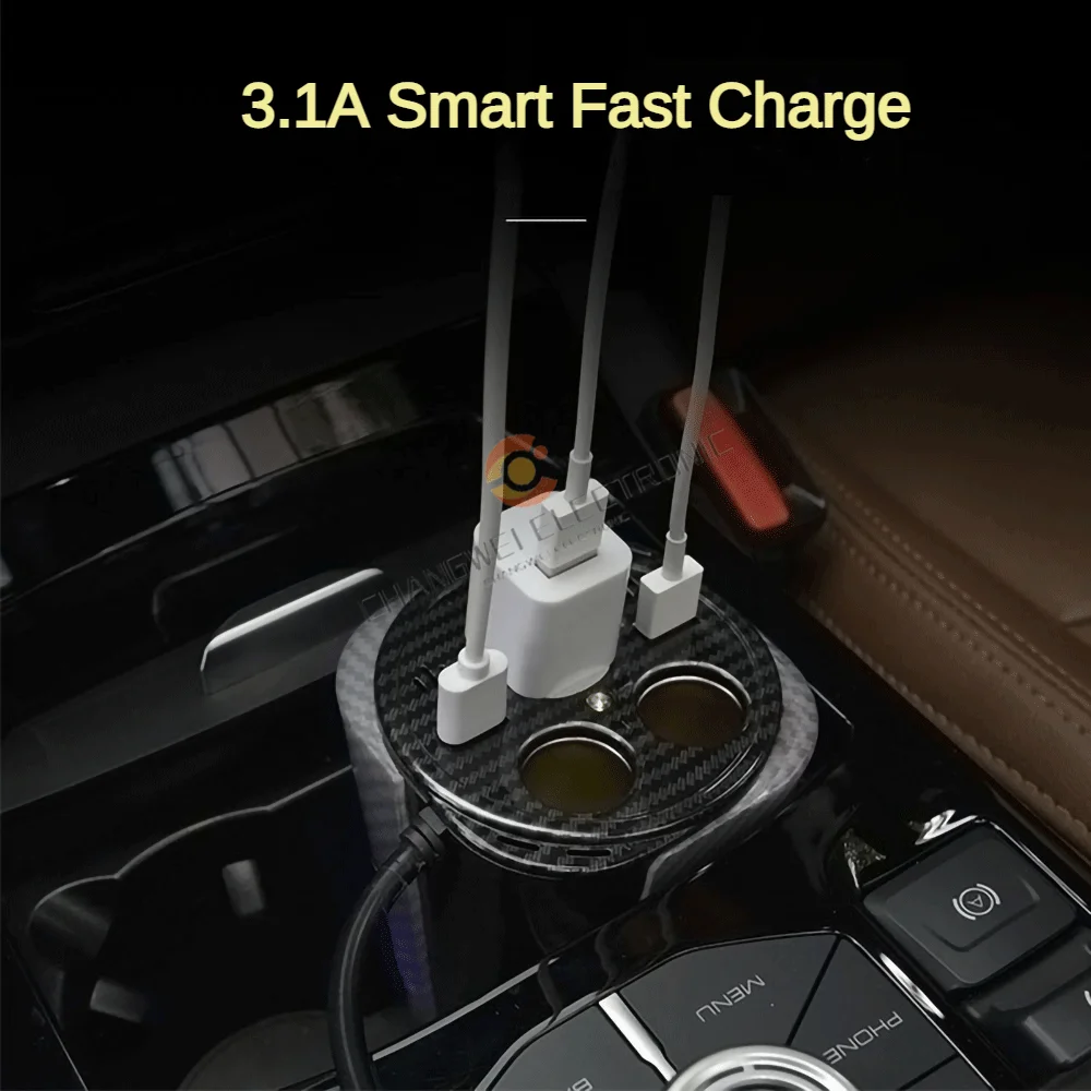 

Car Cup-Shaped Inverter - 12V to 220V, Multi-Functional Charger and Socket, Suitable for Cars, with 2 USB Ports