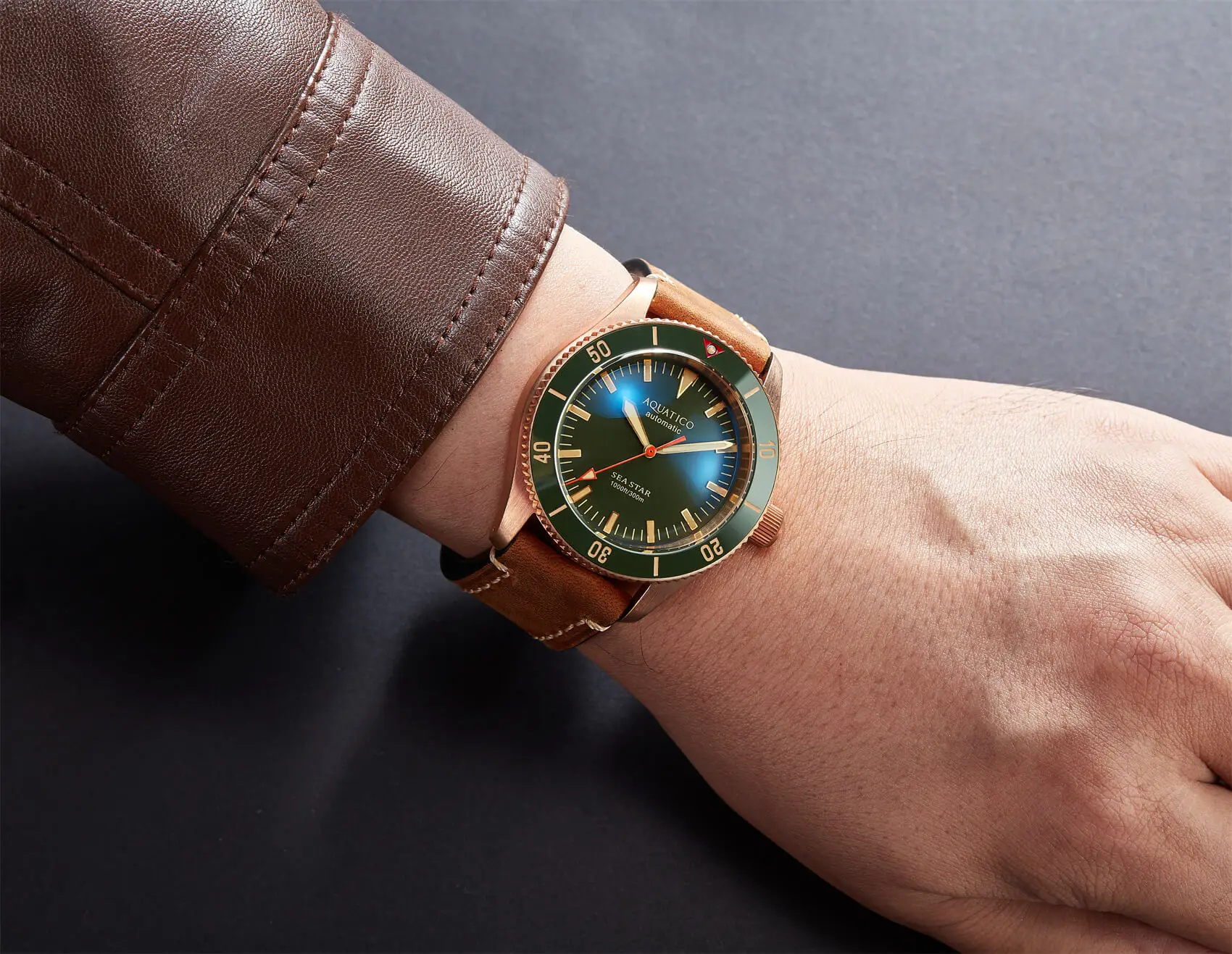 Aquatico Bronze Sea Star Green Dial Watch (NH35 No Date)