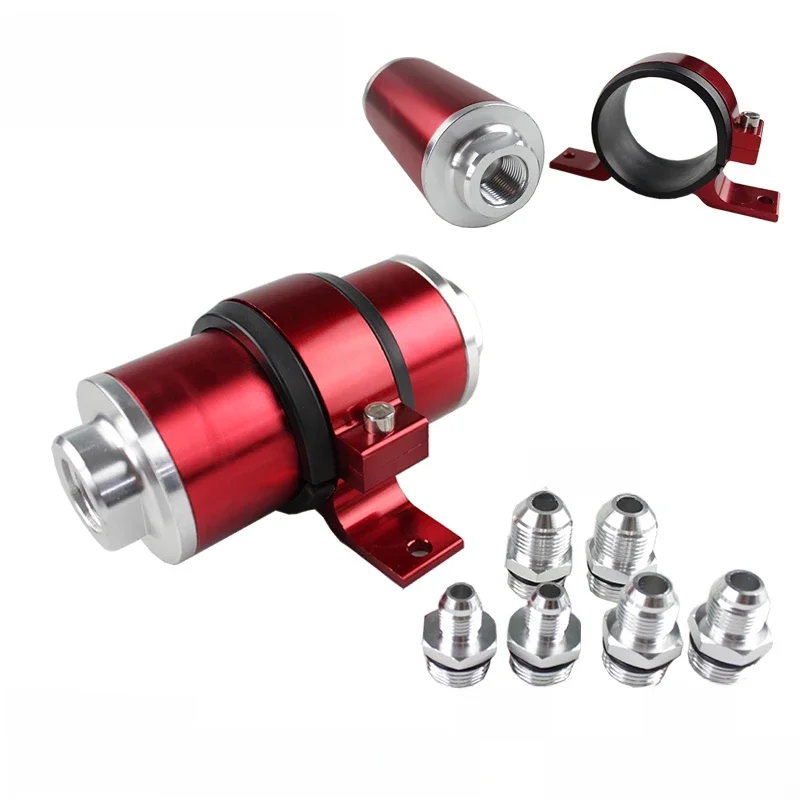 RASTP-58MM Aluminiowy filtr paliwa o wysokim przepływie do wyścigów rajdowych z złączkami AN6 8 10 Adapter + wspornik RS-FP003 — zdjęcie 2