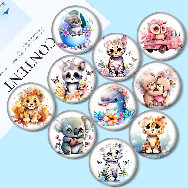 Animal Owl Dolphin  12/18/20/25mm glass cabochon  bracelet pendant rings for jewelry demo earrings back Making findings