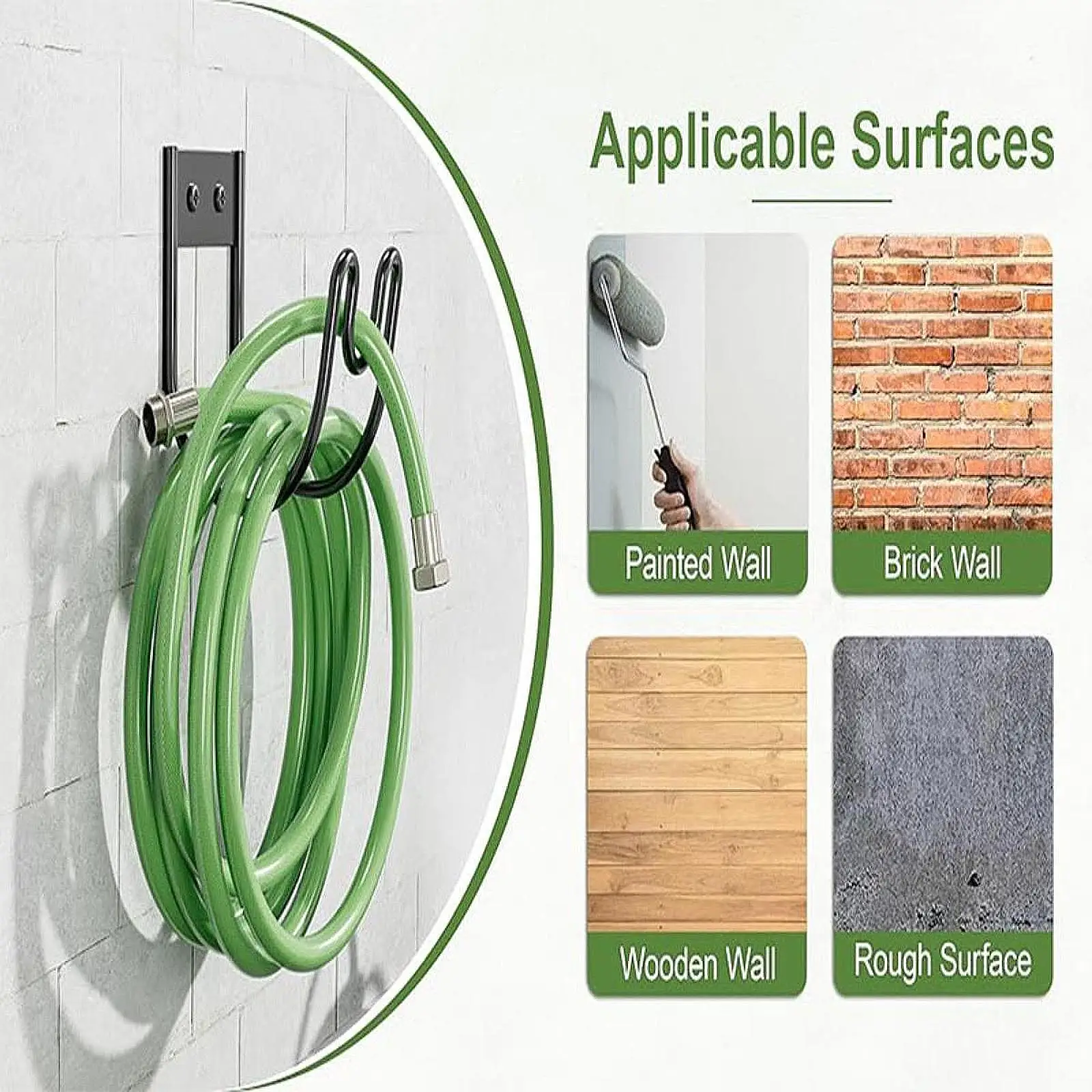 1Pc Garden Hose Hook Utility Garage Wall Mount Hanger Storage Rack Iron Hose Reel Hook for Home Outdoor Garden Tools Equipment